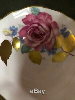 Paragon Pink Tea Cup Saucer Large Rose Heavy Gold Leaf