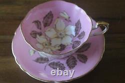 Paragon Pink White Dogwood Blossom Flowers Gold Teacup Tea Cup Saucer
