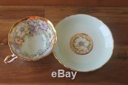 Paragon Poppy Anemone garland Gold Mint Green Teacup Tea cup Saucer