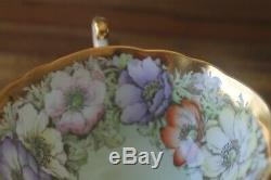 Paragon Poppy Anemone garland Gold Mint Green Teacup Tea cup Saucer