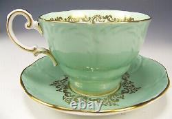 Paragon Roses Flower Gold Turquoise Tea Cups & Saucers Teacups