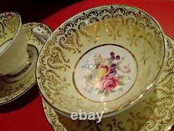 Paragon Set Of Two Cups and Saucers Flower, Gold Gilt, To Her Majesty the Queen