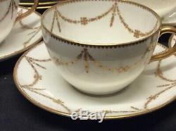 Paragon Star China Tea Set Cups Saucers Heavily Gilded Swags Jewelled Design