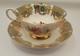 Paragon Tea Cup And Saucer, Quatrefoil Shape, Pale Green Filigree Gold Vtg 60's