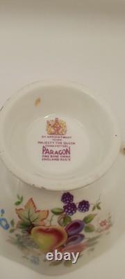 Paragon Tea Cup And Saucer, Quatrefoil Shape, Pale Green Filigree Gold VTG 60's