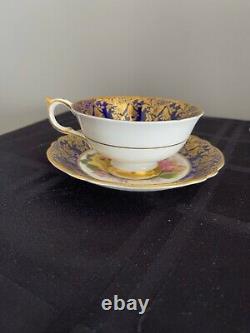 Paragon Tea Cup Saucer Roses Heavy Gold