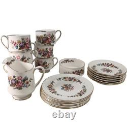 Paragon Tea Cup & Saucer Set Floral Pattern Gold Trim 20-Piece Ceramic Preloved