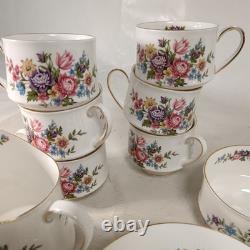 Paragon Tea Cup & Saucer Set Floral Pattern Gold Trim 20-Piece Ceramic Preloved