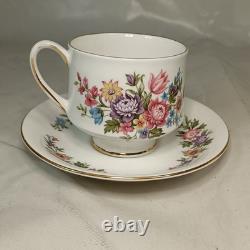 Paragon Tea Cup & Saucer Set Floral Pattern Gold Trim 20-Piece Ceramic Preloved