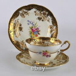 Paragon Trio Cup Saucer Plate Hand Painted Floral Gold Vintage 1930s
