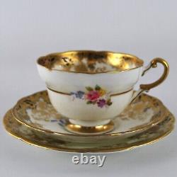 Paragon Trio Cup Saucer Plate Hand Painted Floral Gold Vintage 1930s