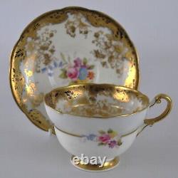 Paragon Trio Cup Saucer Plate Hand Painted Floral Gold Vintage 1930s
