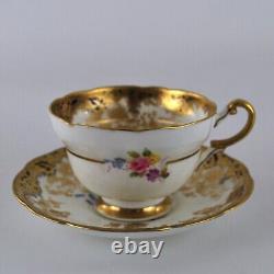 Paragon Trio Cup Saucer Plate Hand Painted Floral Gold Vintage 1930s