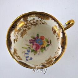 Paragon Trio Cup Saucer Plate Hand Painted Floral Gold Vintage 1930s