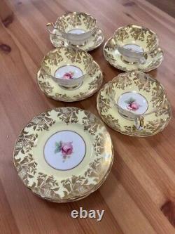 Paragon Vintage Rose Gold Gilt Tea Set Tea Cups Saucer Side Plates Collect NW11