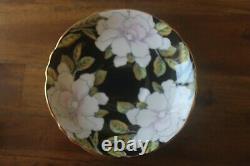 Paragon White Gardenias Black Gold Teacup Tea Cup Saucer Double Warrant