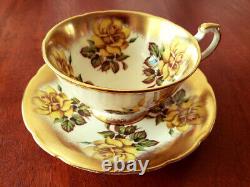 Paragon Yellow Roses Cup & Saucer Gold Trim By Appointment To Her Majesty c. 1952