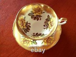 Paragon Yellow Roses Cup & Saucer Gold Trim By Appointment To Her Majesty c. 1952