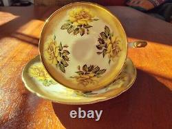 Paragon Yellow Roses Cup & Saucer Gold Trim By Appointment To Her Majesty c. 1952