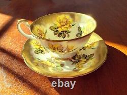 Paragon Yellow Roses Cup & Saucer Gold Trim By Appointment To Her Majesty c. 1952