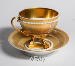 Paris Porcelain Tea Cup & Saucer Gold Gild with Handpainted Flowers