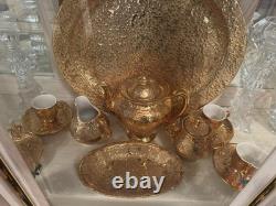 Park Ave 22KT Weeping Gold plated 9 piece coffee/tea Set. RARE. VINTAGE