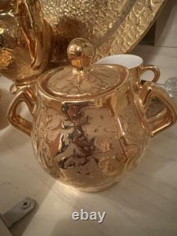 Park Ave 22KT Weeping Gold plated 9 piece coffee/tea Set. RARE. VINTAGE