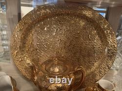 Park Ave 22KT Weeping Gold plated 9 piece coffee/tea Set. RARE. VINTAGE