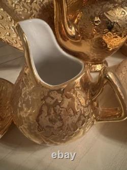 Park Ave 22KT Weeping Gold plated 9 piece coffee/tea Set. RARE. VINTAGE