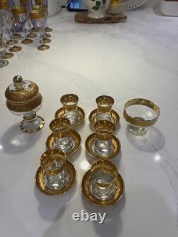 Pasabahçe Turkish Gold Tea Cups & Saucers & Sugar Bowls