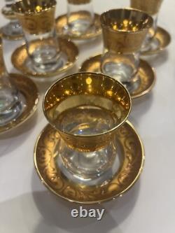Pasabahçe Turkish Gold Tea Cups & Saucers & Sugar Bowls