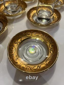 Pasabahçe Turkish Gold Tea Cups & Saucers & Sugar Bowls
