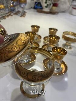 Pasabahçe Turkish Gold Tea Cups & Saucers & Sugar Bowls