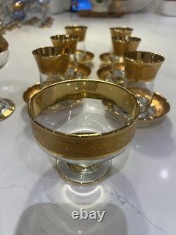 Pasabahçe Turkish Gold Tea Cups & Saucers & Sugar Bowls