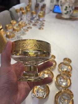 Pasabahçe Turkish Gold Tea Cups & Saucers & Sugar Bowls
