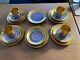Pickard Blue & Gold Complete Set Of 4 Breakfast Cup, Saucer, & Dessert Plate's +