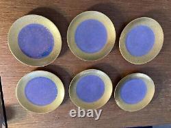 Pickard BLUE & GOLD COMPLETE SET OF 4 BREAKFAST CUP, SAUCER, & DESSERT PLATE'S +