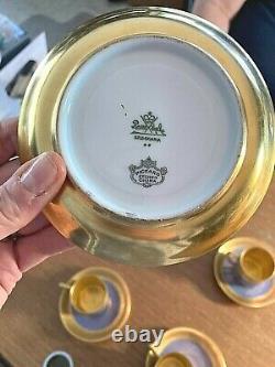 Pickard BLUE & GOLD COMPLETE SET OF 4 BREAKFAST CUP, SAUCER, & DESSERT PLATE'S +