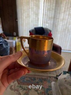 Pickard BLUE & GOLD COMPLETE SET OF 4 BREAKFAST CUP, SAUCER, & DESSERT PLATE'S +