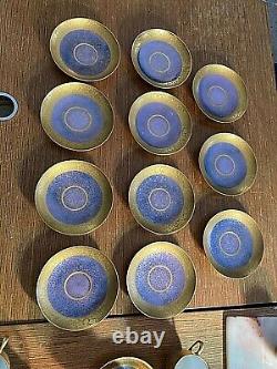 Pickard China Blue & Gold Demitasse Set Of 11 Cups & 11 Saucers In Rose & Daisy