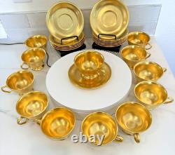 Pickard Pattern 689 Gold Encrusted Etched Gold Fine China Tea Cups & Saucers 12