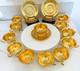 Pickard Pattern 689 Gold Encrusted Etched Gold Fine China Tea Cups & Saucers 12