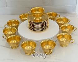 Pickard Pattern 689 Gold Encrusted Etched Gold Fine China Tea Cups & Saucers 12