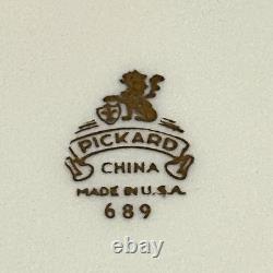 Pickard Pattern 689 Gold Encrusted Etched Gold Fine China Tea Cups & Saucers 12