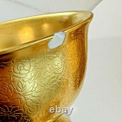 Pickard Pattern 689 Gold Encrusted Etched Gold Fine China Tea Cups & Saucers 12