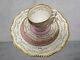 Pink Worcester Flight Barr & Barr Gadrooned Tea, Coffee Cup, Saucer & Plate Quad