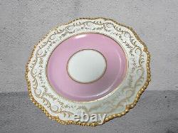Pink Worcester Flight Barr & Barr Gadrooned Tea, Coffee Cup, Saucer & Plate Quad