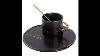 Porcelain Coffee Mug Tea Cup With Saucer And Golden Spoon With Gold Scripted