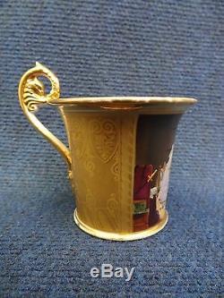 Porcelain Cup & Saucer Paris Porcelain Empire Period The Painter Rubbed Gilt