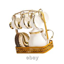 Porcelain Cups and Saucers Set European for Dining Room Holidays Gathering